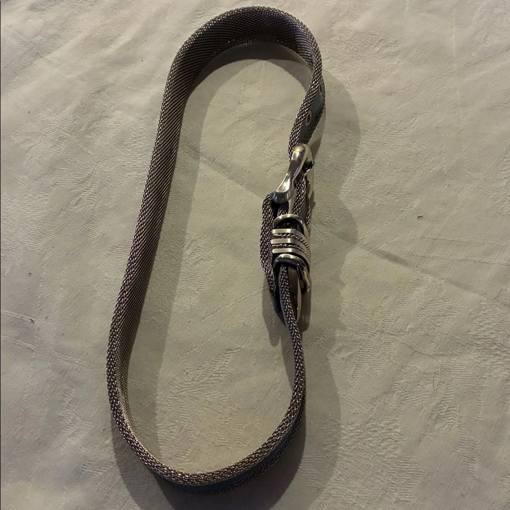 Mesh Belt Womens Small Solid Brass Buckle With Silver Mesh Backing No Snags VTG